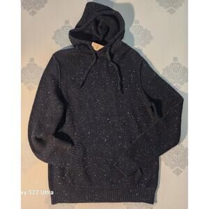 American Eagle Hoodie, Medium Pullover Knit Wool Silk Blend Pullover Black Speck